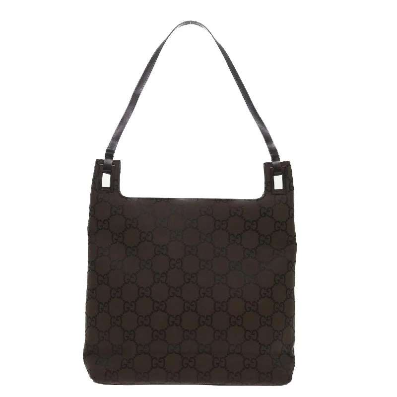 Ladies Gucci shoulder bags with a magnetic - closure flapGUCCI GG Canvas Shoulder Bag Nylon Brown 0013102  46114