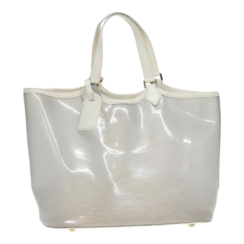 Louis Vuitton tote bags with a double - handle and shoulder - strap optionLOUIS VUITTON Epi Plage Lagoon Bay Tote Bag White Clear M92151 LV Auth 87892