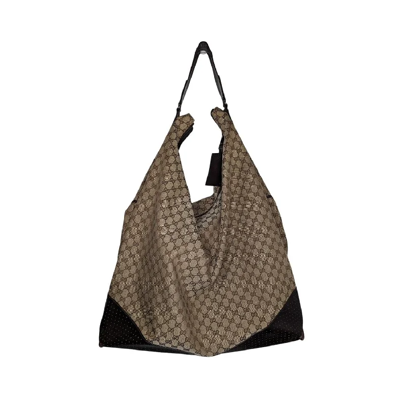 Women Gucci bags with a magnetic snap closure for easy accessGucci Brown GG Monogram Canvas Garment Hobo