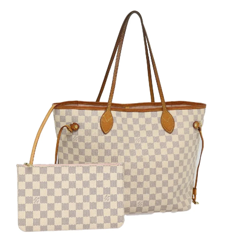 Louis Vuitton bags with a front - flap pocket for quick - access itemsLOUIS VUITTON Damier Azur Neverfull MM Tote Bag N41605 LV Auth 87566