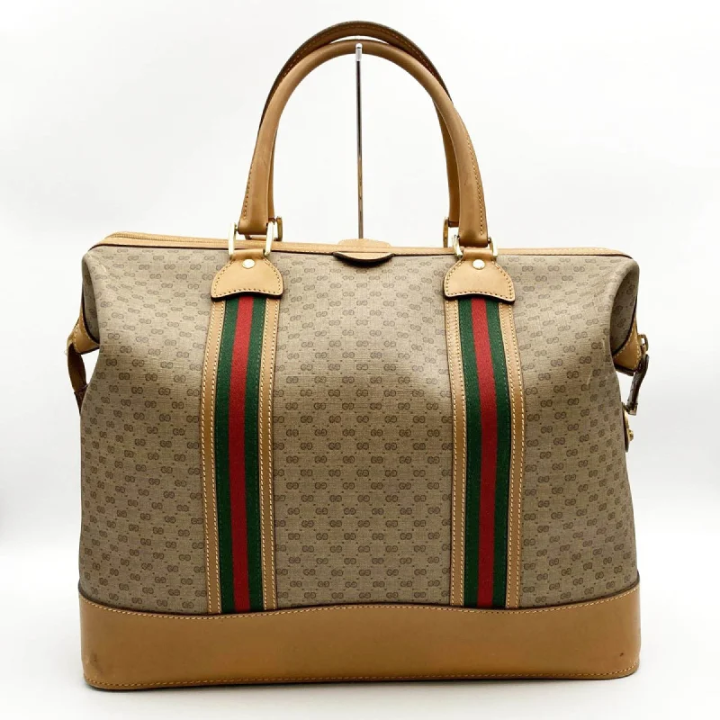 Gucci backpacks for women with a hidden back pocketGucci Boston Bag Travel Micro GG Sherry Line Beige Brown PVC Leather Women's Men's 012 122