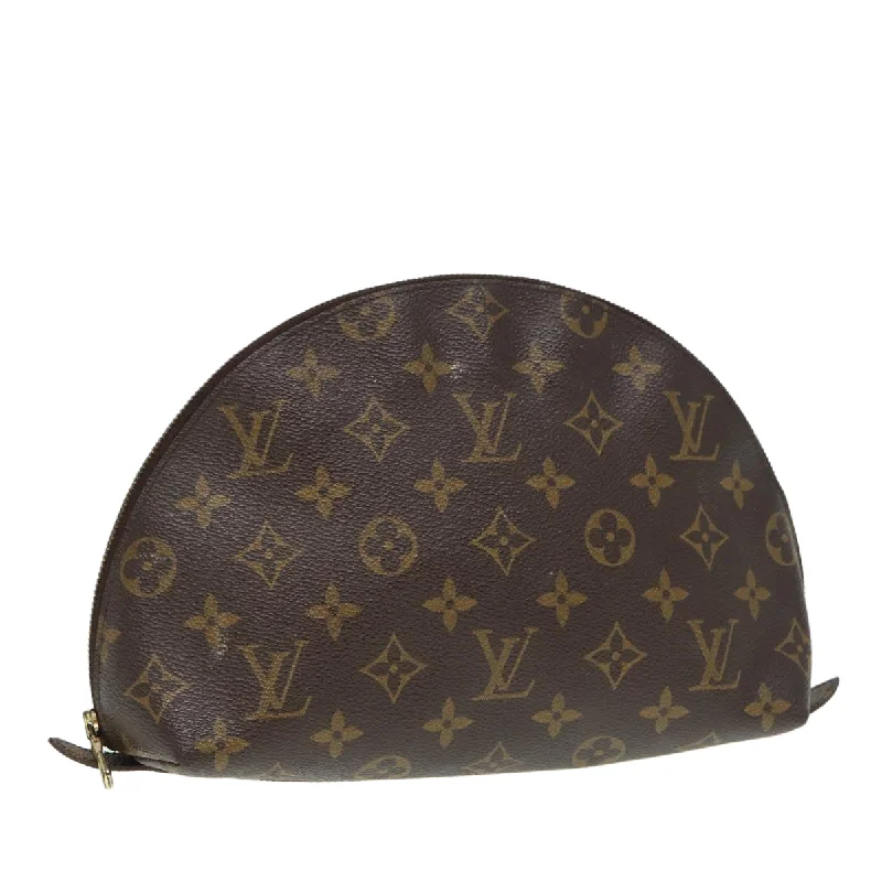 Louis Vuitton backpacks with a padded back panel for comfort during long - wearLOUIS VUITTON Monogram Trousse Demi Ronde Cosmetic Pouch M47520 LV Auth 84096