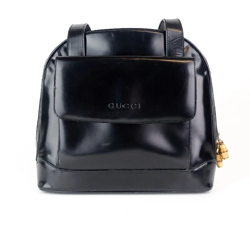 Women Gucci backpacks with a luxurious leather finishPatent Leather Front Flap Pocket Tote Bag