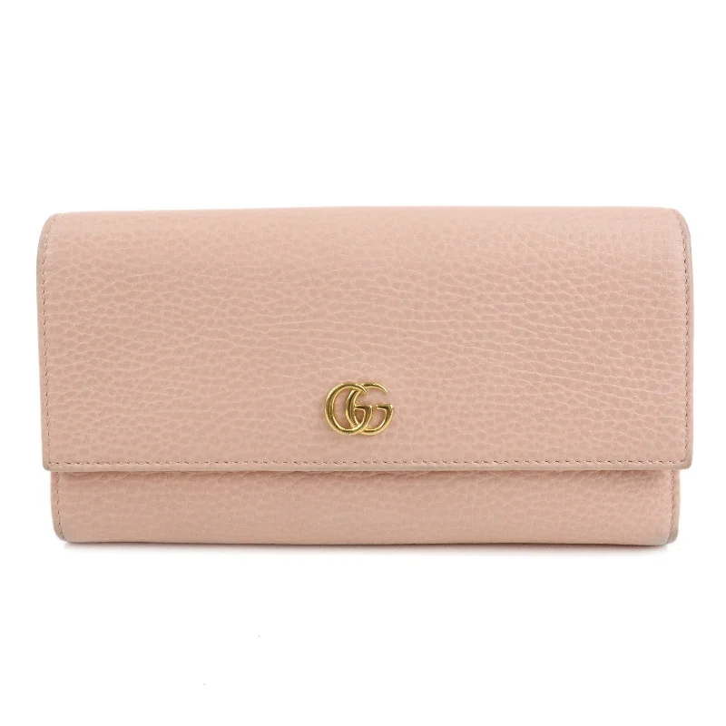 Gucci tote bags for women with a water - resistant coatingGUCCI Petit Marmont Leather Bi-fold Long Wallet Pink 456116