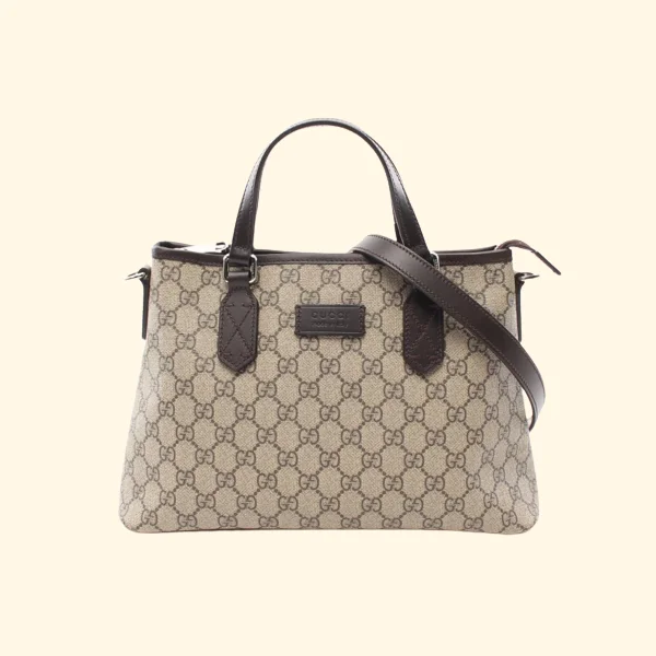 Gucci Marmont bags for women with a snakeskin - effect panelGucci Gg Supreme Handbag Pvc Leather Beige Dark Brown 2Way