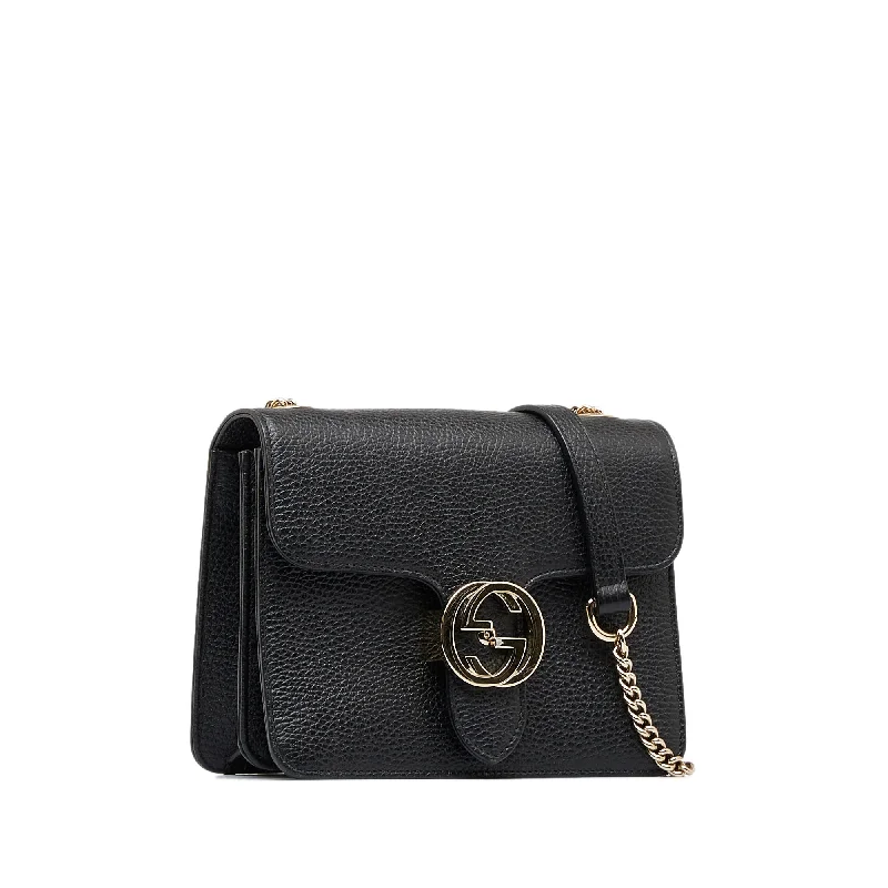 Women Gucci bags with a zip - around closure for securityGucci Interlocking G Small Black Leather