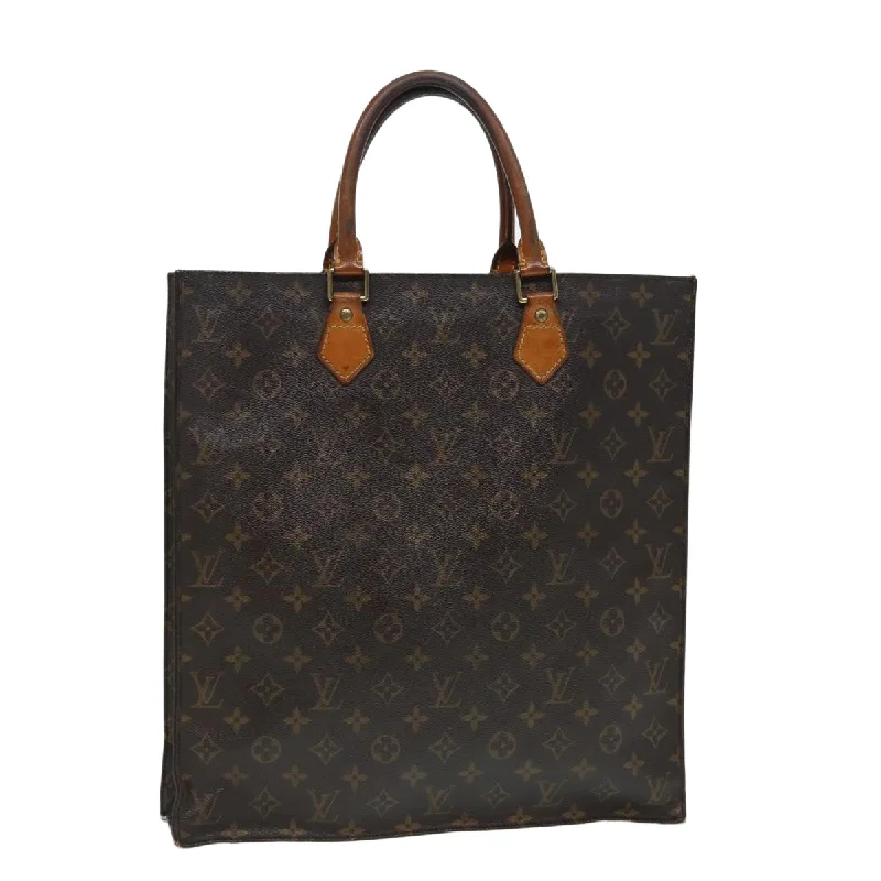 Louis Vuitton handbags with a beaded trim for a touch of glamourLOUIS VUITTON Monogram Sac Plat Hand Bag M51140 LV Auth 86759