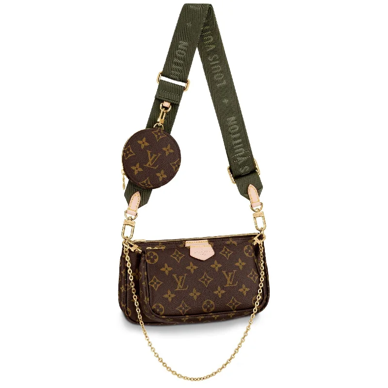 Ladies Louis Vuitton shoulder bags with a wide - width strap for comfortLouis Vuitton Multi Pochette Khaki Strap