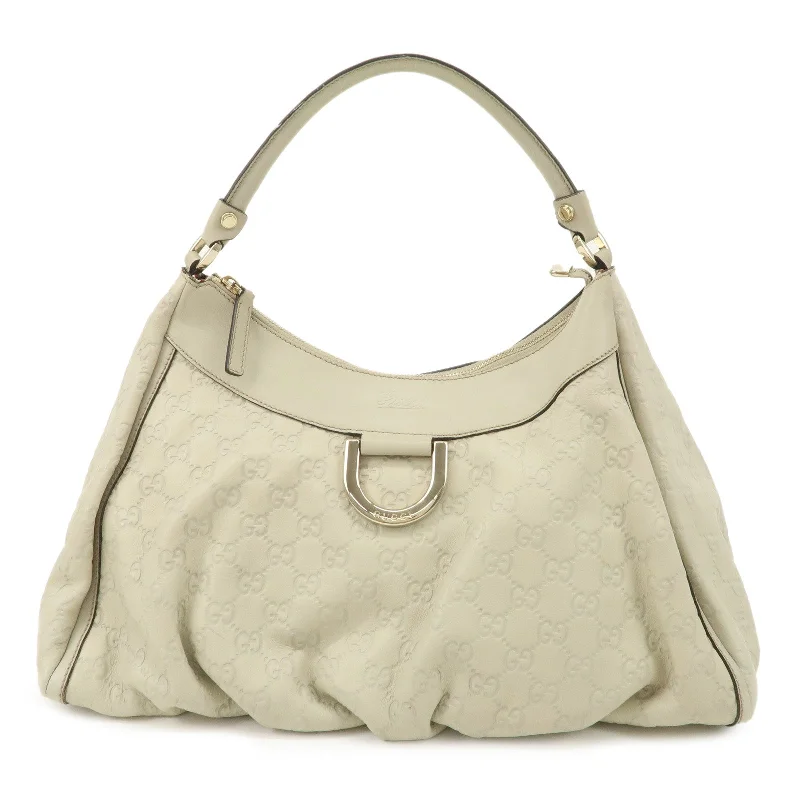 Women Gucci tote bags in GG Supreme canvas for a branded feelGUCCI Abbey Leather Shoulder Bag Ivory 189833