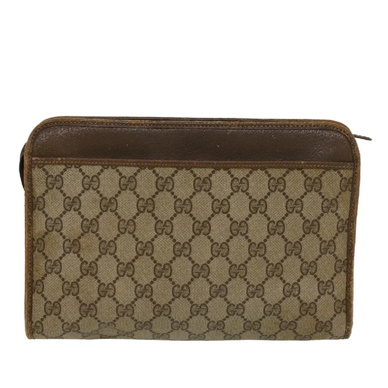 Women Gucci bags with a zippered interior pocketGUCCI GG Canvas Clutch Bag PVC Leather Beige 97.01.037  ar9696B