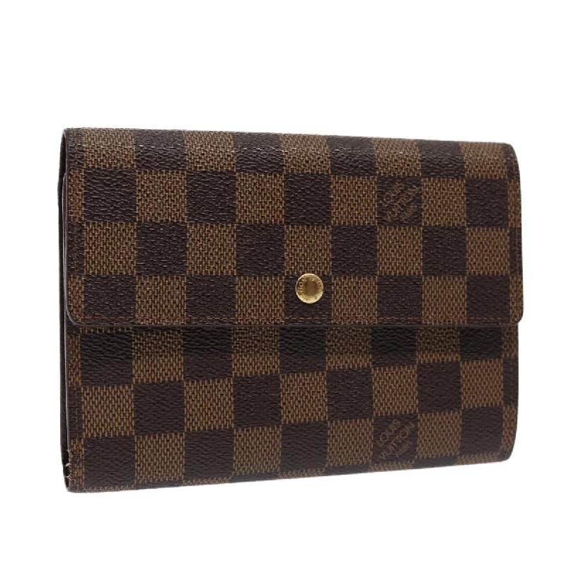 Ladies Louis Vuitton Petite Malle bags with a star - shaped charm for cutenessLOUIS VUITTON Damier Ebene Porte Tresor Etui Papie Wallet N61202 LV Auth 78108