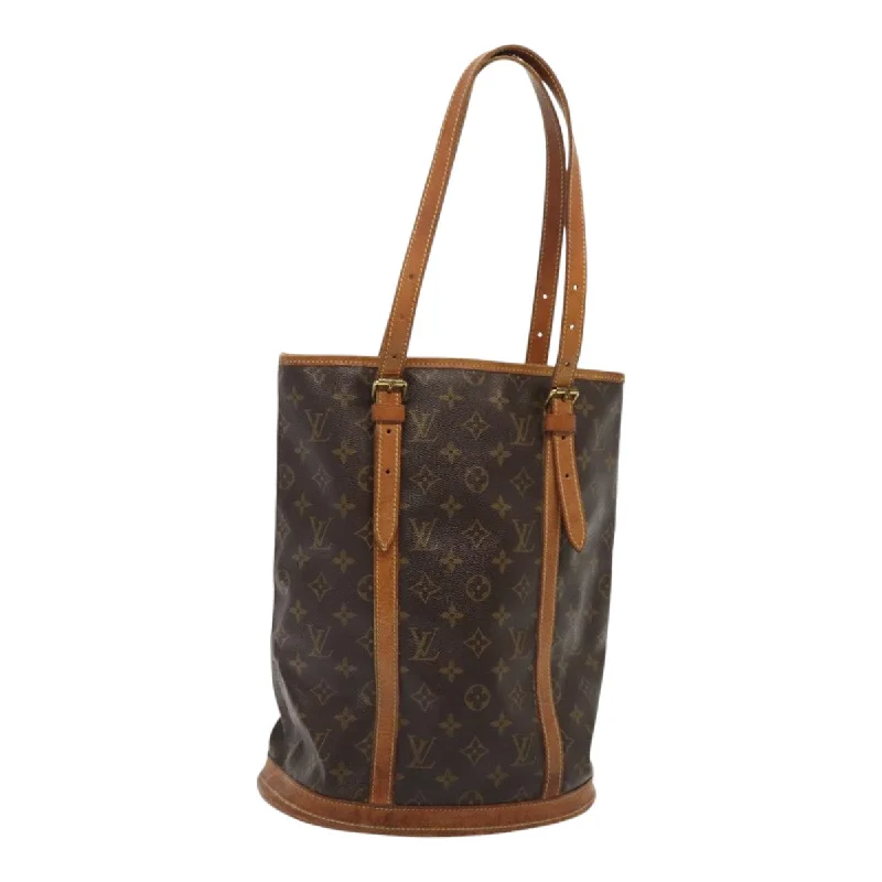 Ladies Louis Vuitton shoulder bags with a magnetic - closure flap for easeLOUIS VUITTON Monogram Bucket GM Shoulder Bag M42236 LV Auth bs17080