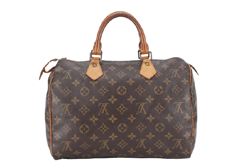 Louis Vuitton crossbody bags with a woven leather strap for textureLOUIS VUITTON SPEEDY 30 BROWN MONOGRAM CANVAS GOLD HARDWARE NO DUST COVER