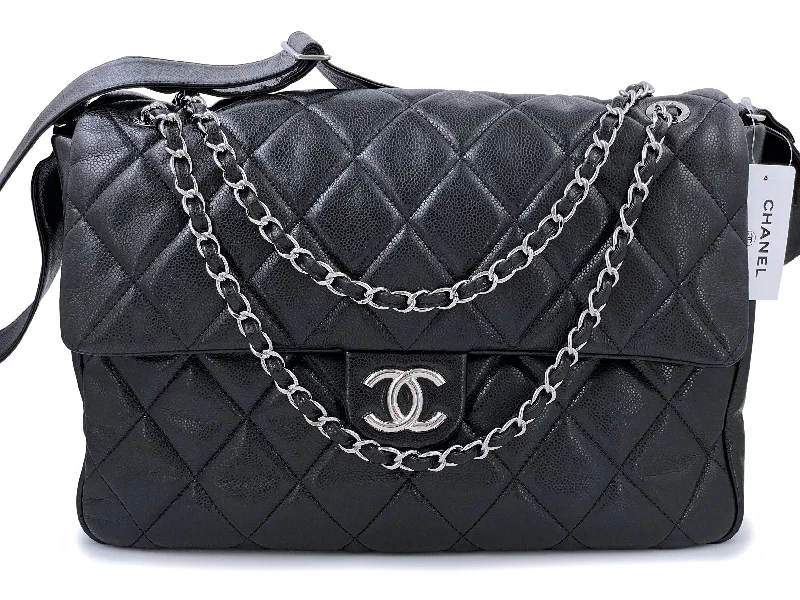 Chanel bags for the minimalist fashionChanel Black Caviar XXL Messenger Weekender Flap Tote Bag SHW