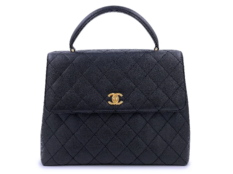 Chanel Classic Flap Bag for Evening PartyChanel 2007 VIntage Black Caviar Kelly Flap Tote Bag 24k GHW