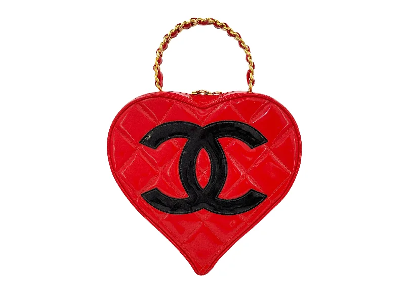 Chanel New Arrival Handbag with Gold HardwareChanel 1995 Vintage Red Patent "Barbie" Heart Vanity Logo Bag 24k GHW