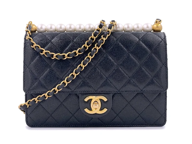 Chanel Small Crossbody Bag for TravelPristine Chanel Black Goatskin Chic Pearls Quilted Flap Bag GHW