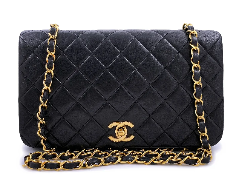 Chanel bags for a polished and professional appearanceChanel 1990 Vintage Black Full Flap Bag 24k GHW Lambskin