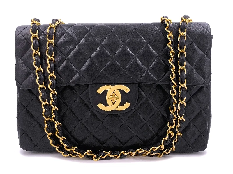 Chanel bags with classic and elegant designsChanel 1994 Vintage Black Maxi Classic Flap Bag 24k GHW