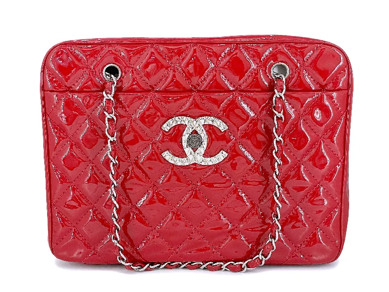 Chanel Luxury Handbag for High - End EventsChanel Red Luxury Giant XL Brilliant CC Patent Luggage Shopper Tote Bag