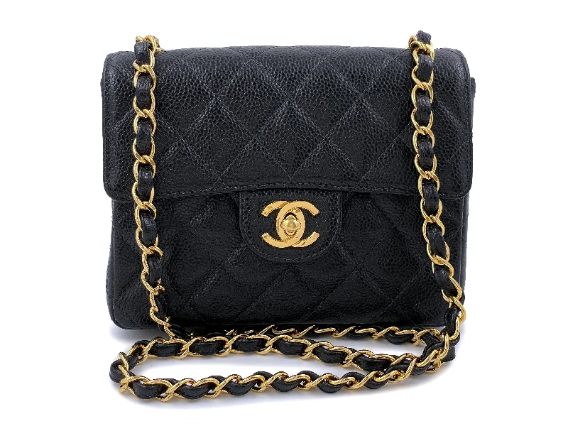 Chanel bags for a polished and professional appearanceChanel 1998 Vintage Black Caviar Square Mini Flap Bag 24k GHW