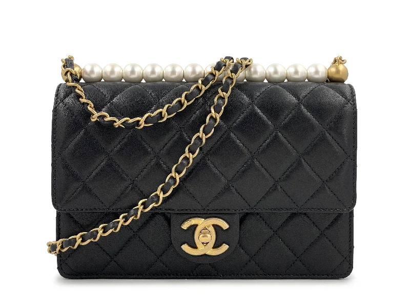 Chanel Small Crossbody Bag for TravelPristine Chanel 19S Chic Pearls Flap Bag Black GHW