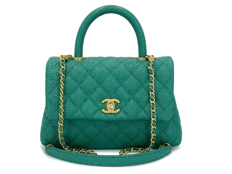 Chanel bags for women with minimalist styleChanel 18S Emerald Green Small Mini Coco Handle Flap Bag GHW