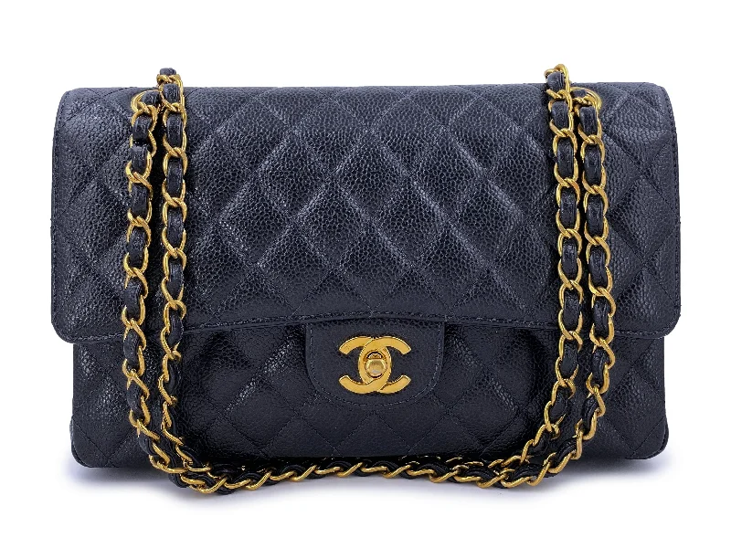 Chanel Lightweight Handbag for Daily ErrandsChanel 1998 Vintage Dark Blue Caviar Medium Classic Double Flap Bag 24k GHW