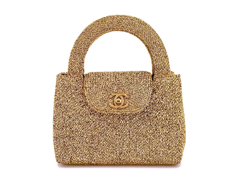 Chanel Colorful Handbag for Spring OutfitsChanel 1997 Vintage Gold Spun Raffia Micro Mini Kelly Evening Bag 24k GHW