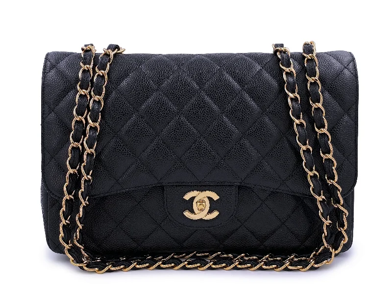 Chanel Lightweight Handbag for Daily ErrandsChanel 2009 Black Caviar Jumbo Classic Single Flap Bag GHW