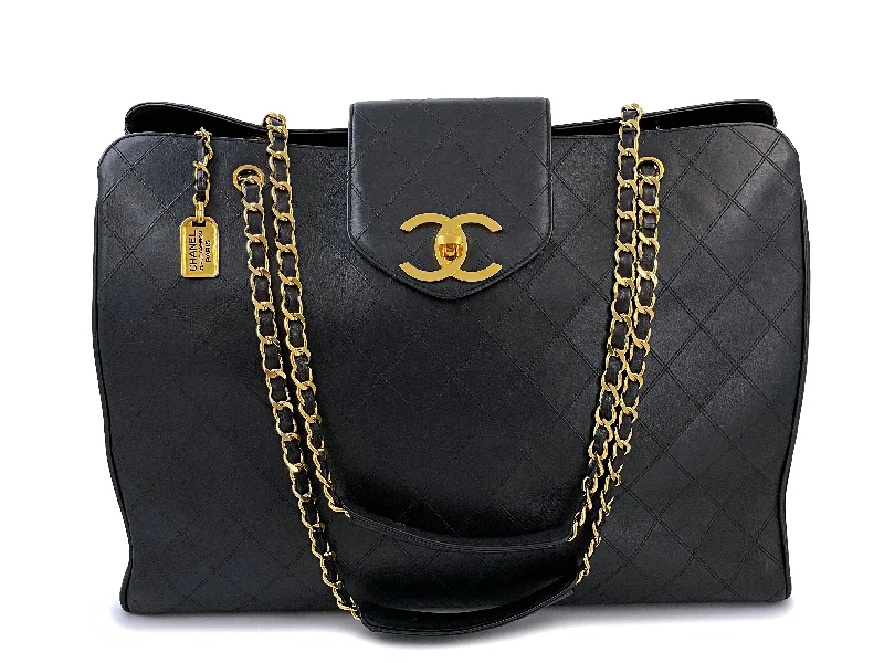 Chanel bags in luxury boutiques worldwideChanel 1996 Vintage Black Quilted Supermodel XL Weekender Tote Bag 24k GHW