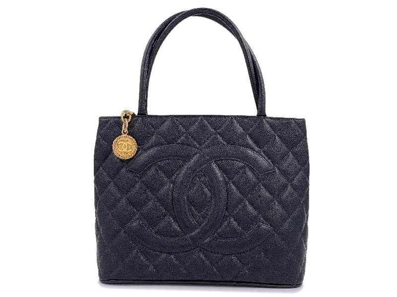 Chanel bags available in bold colors and patternsPristine Chanel 1997 Vintage Black Caviar Medallion Tote Bag 24k GHW