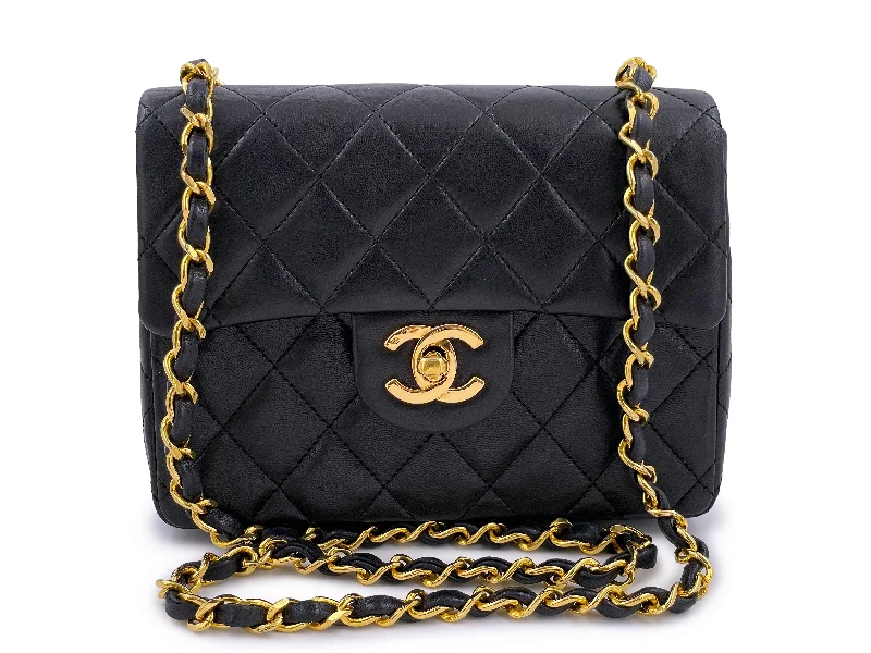 Chanel classicChanel 1989 Vintage Black Classic Square Mini Flap Bag 24k GHW