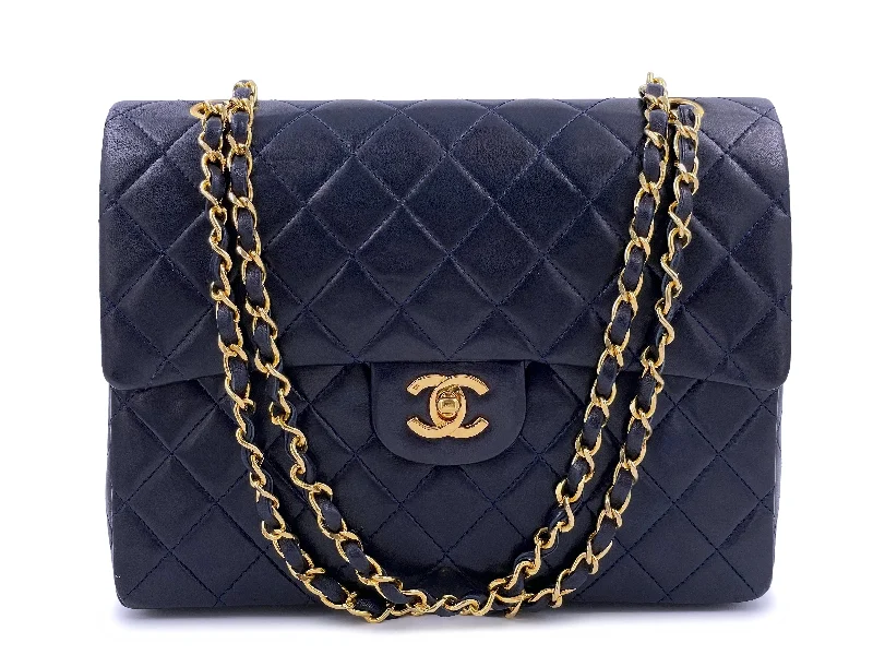 Chanel Vintage Inspired Handbag for Retro LoversChanel 1989 Vintage Blue-Black Tall Medium Classic Double Flap Bag 24k GHW