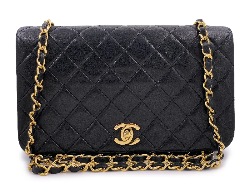 Chanel Small Crossbody Bag for TravelChanel 1991 Vintage Black Medium Full Flap Bag 24k GHW Lambskin