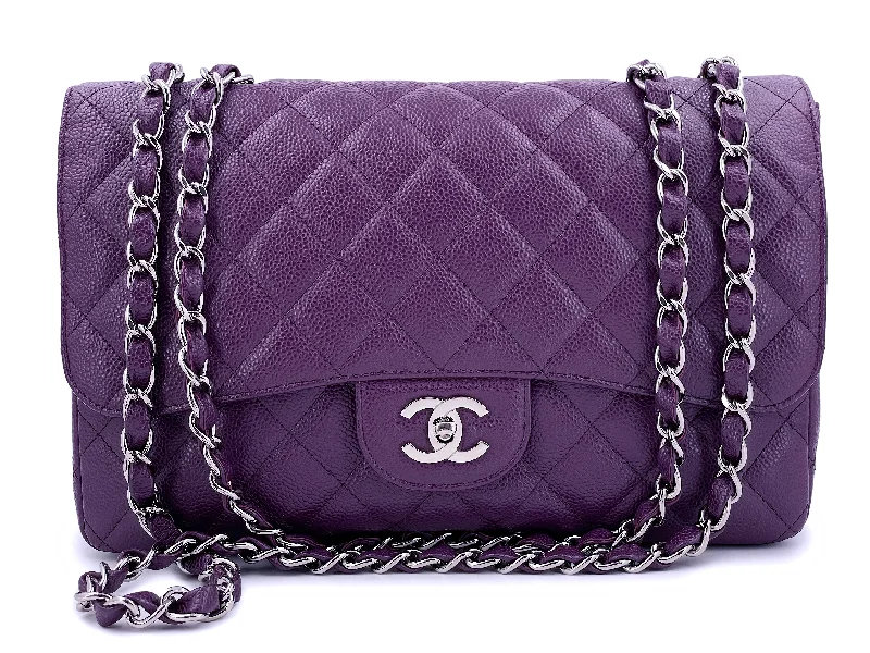 Chanel bags perfect for everyday elegChanel Vintage 2007 Purple Caviar Jumbo Classic Single Flap Bag SHW