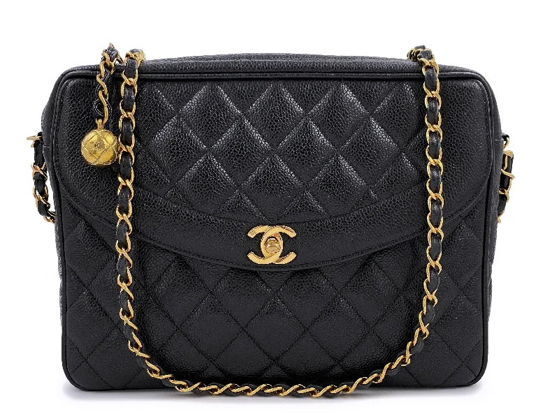 Chanel bags available at online luxury retaileChanel 1994 Vintage Black Caviar Flap Camera Case Bag 24k GHW