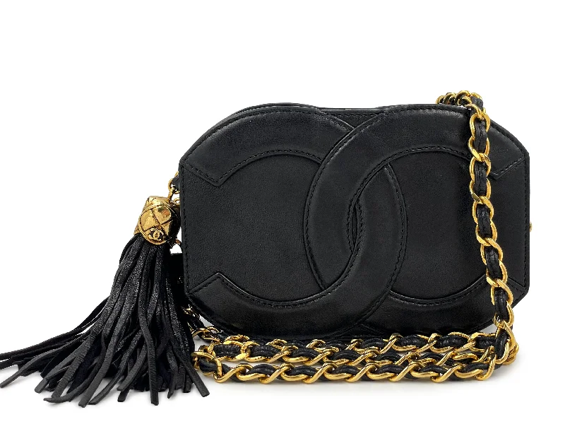 Chanel Limited Edition Handbag for CollectorsChanel 1990 Vintage Black Mini Convertible Shoulder Bag 24k GHW