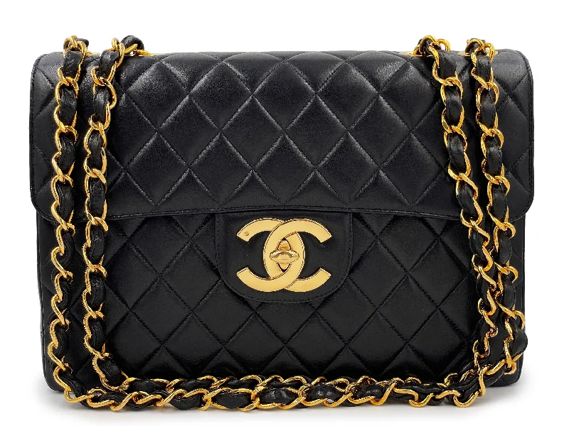 Chanel bags sale 2025Pristine Chanel 1997 Vintage Black Jumbo Classic Flap Bag 24k GHW Lambskin