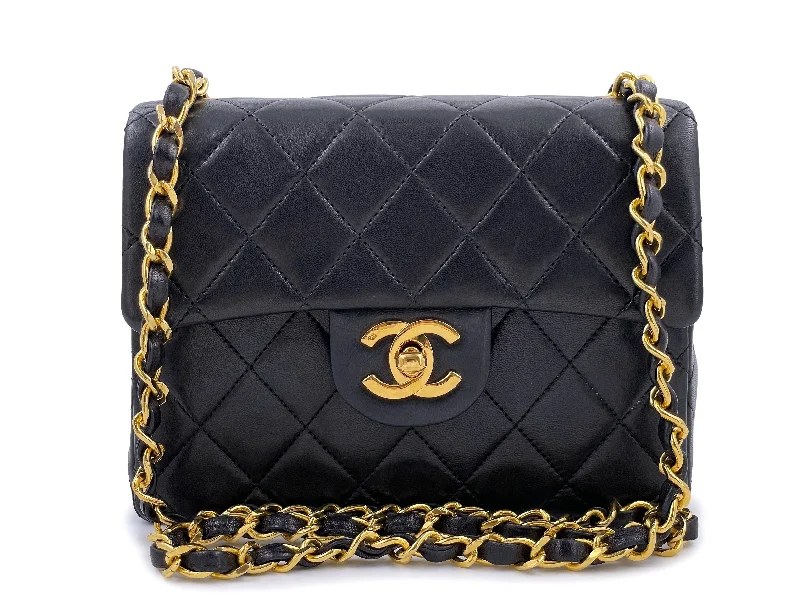 Chanel bags for women who love timeless fashionChanel 1989 Vintage Black Square Mini Flap Bag 24k GHW Lambskin