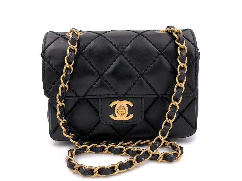 Chanel bags available in bold colors and patternsChanel 2003 Vintage Surpique Square Mini Flap Bag GHW Wild Stitch