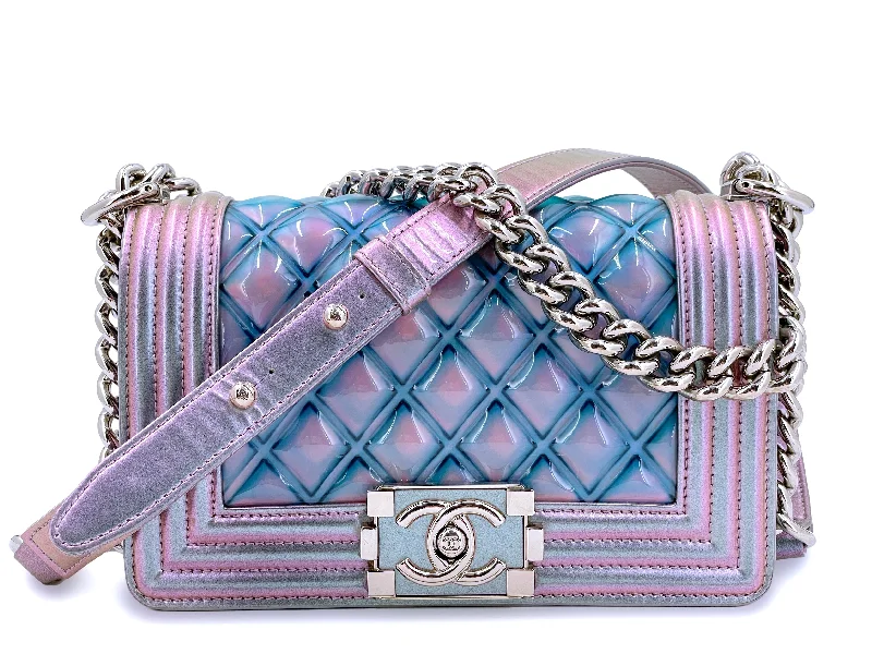 Chanel bags for women who love timeless fashionChanel Iridescent Purple Mermaid Small Water Boy Flap Bag