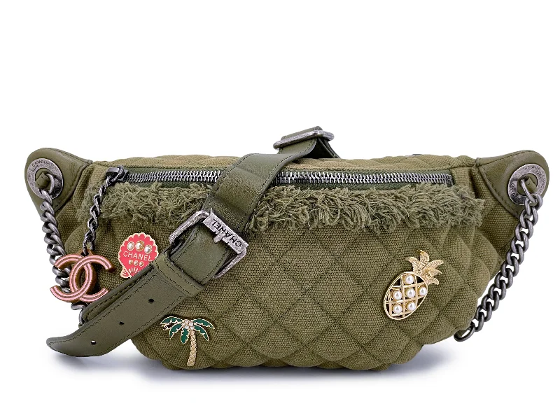 Chanel bags with adjustable chain strapsChanel 17C Coco Cuba Khaki Banane Fanny Pack Belt Bag RHW