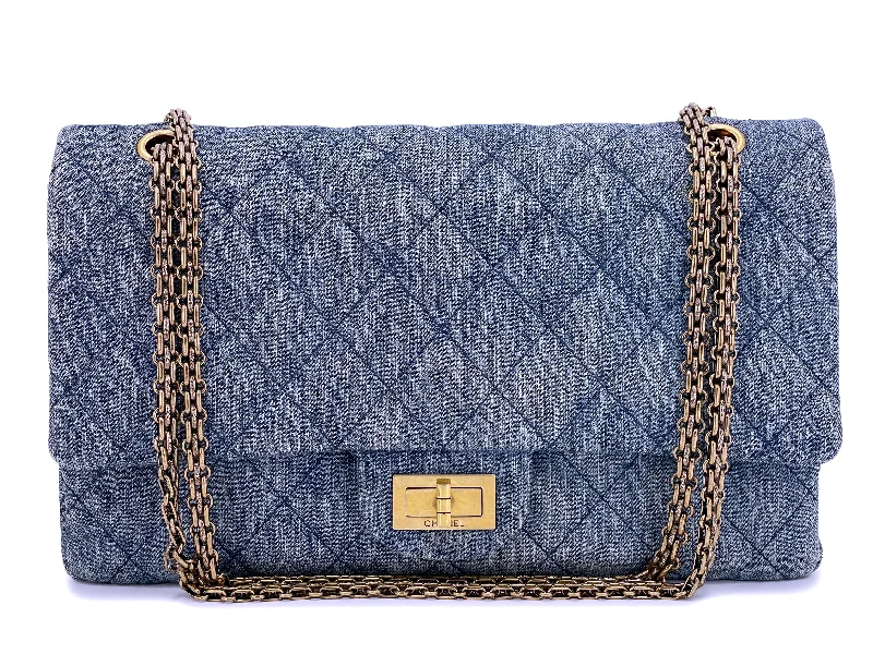 Chanel bags with chain and leather strap combinationsChanel 2012 Denim Large 2.55 Reissue Double Flap Bag 227 GHW