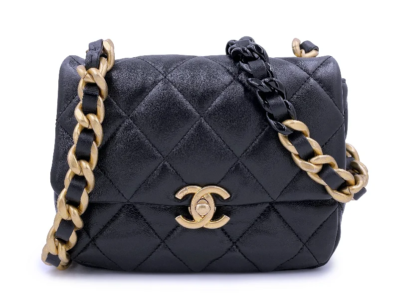 Chanel bags for women who love timeless fashionChanel Black Lacquered Chunky Chain Mini Flap Bag GHW