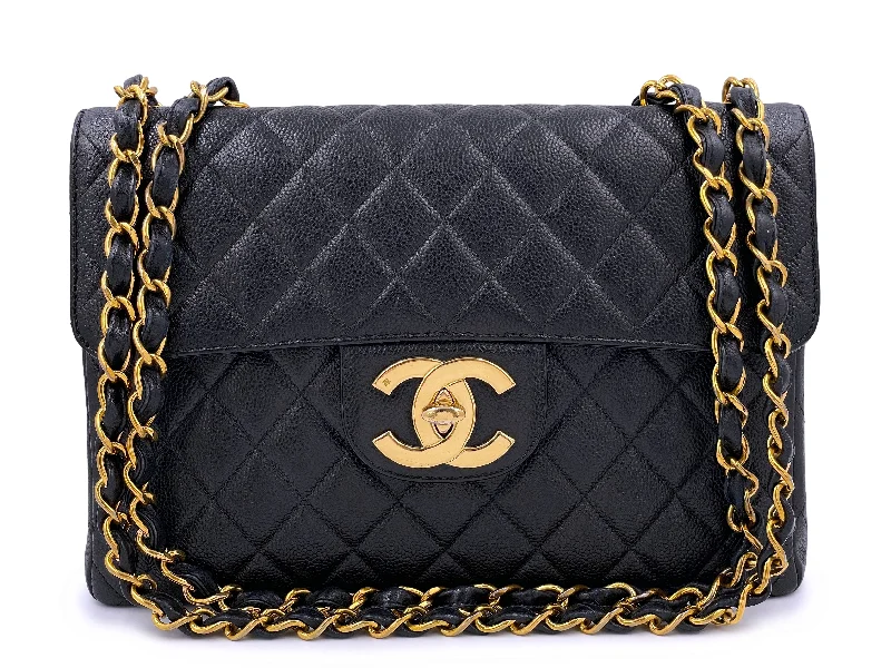 Chanel Colorful Handbag for Spring OutfitsChanel 1997 Vintage Black Caviar Jumbo Classic Flap Bag 24k GHW