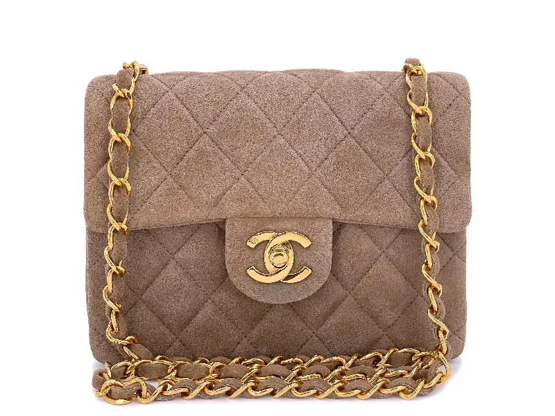 Chanel bags for a polished and professional appearanceChanel 1994 Vintage Taupe-Chocolate Brown Suede Square Mini Flap Bag 24k GHW