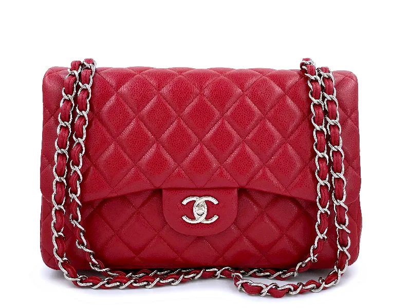 Chanel Vintage Inspired Handbag for Retro LoversChanel 11P Red Caviar Jumbo Classic Double Flap Bag SHW