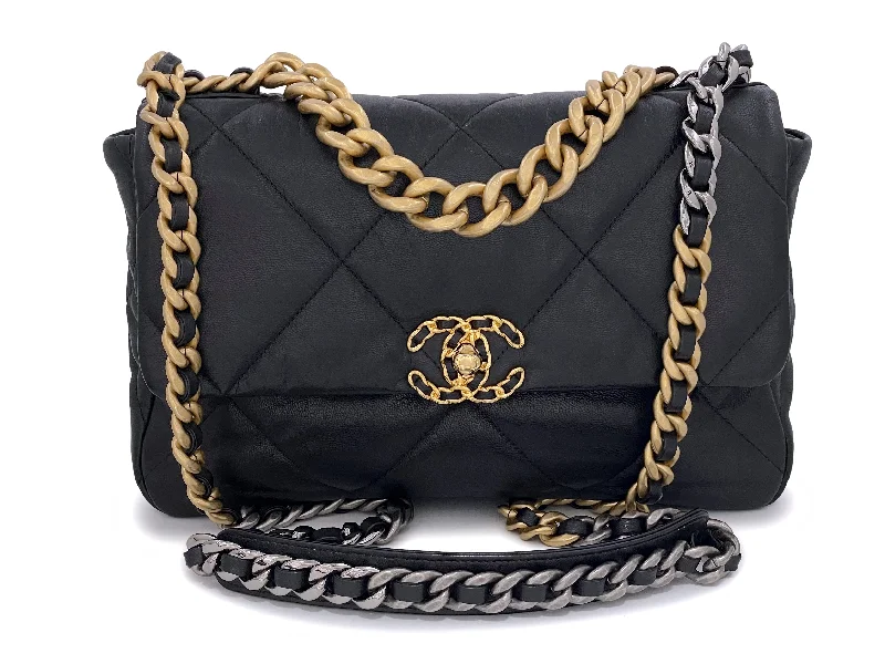 Chanel bags available in bold colors and patternsChanel 19 Black Large Flap Bag Lambskin GHW