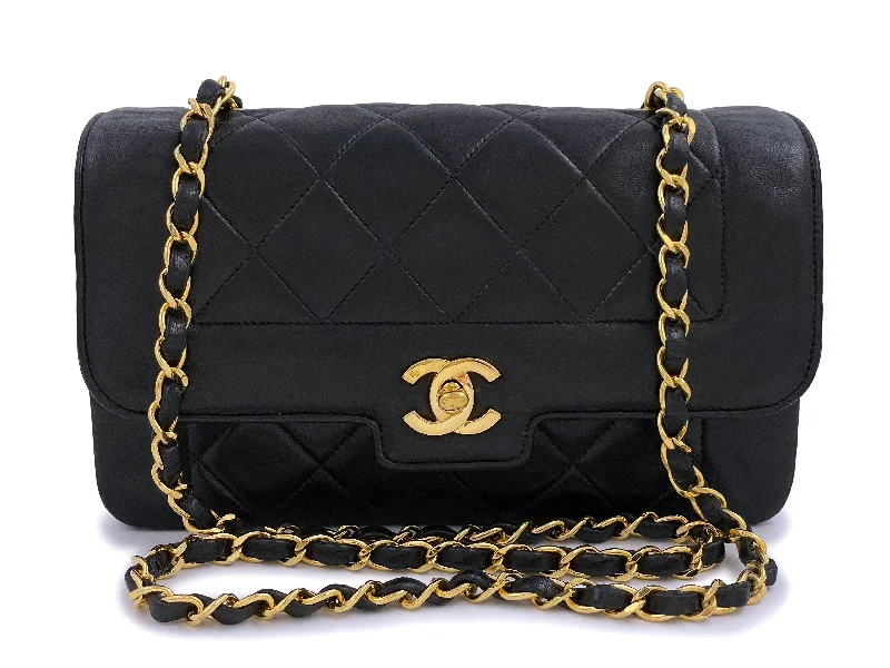 Chanel bags with modern touchesChanel 1991 Vintage Small Black Geometric Diana Flap Bag Lambskin